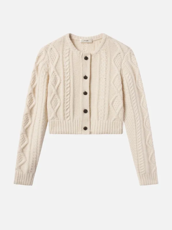 The Cable Knit Cardi -- Cream sold by Frame Denim