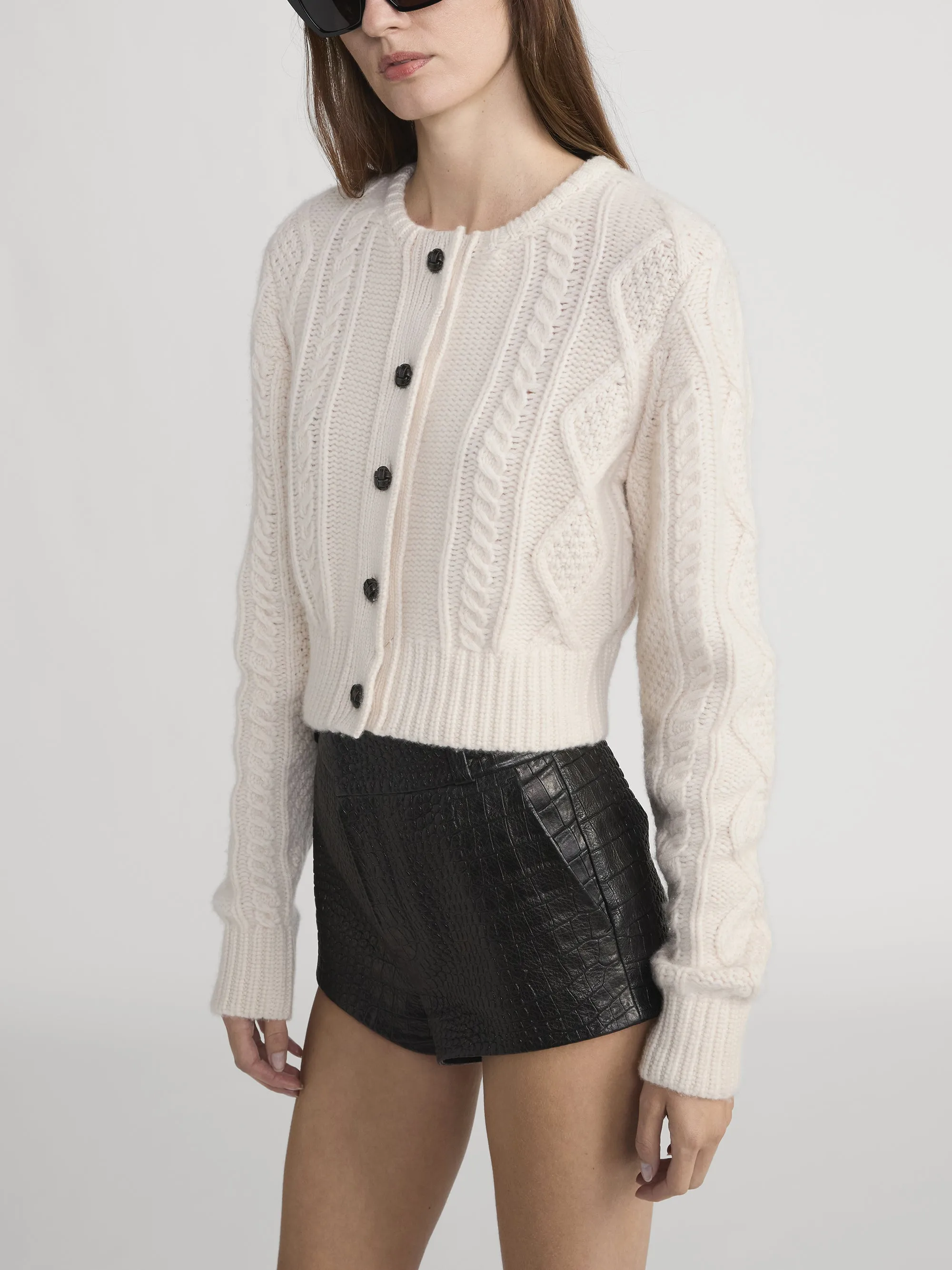 The Cable Knit Cardi -- Cream sold by Frame Denim product image thumbnail 5