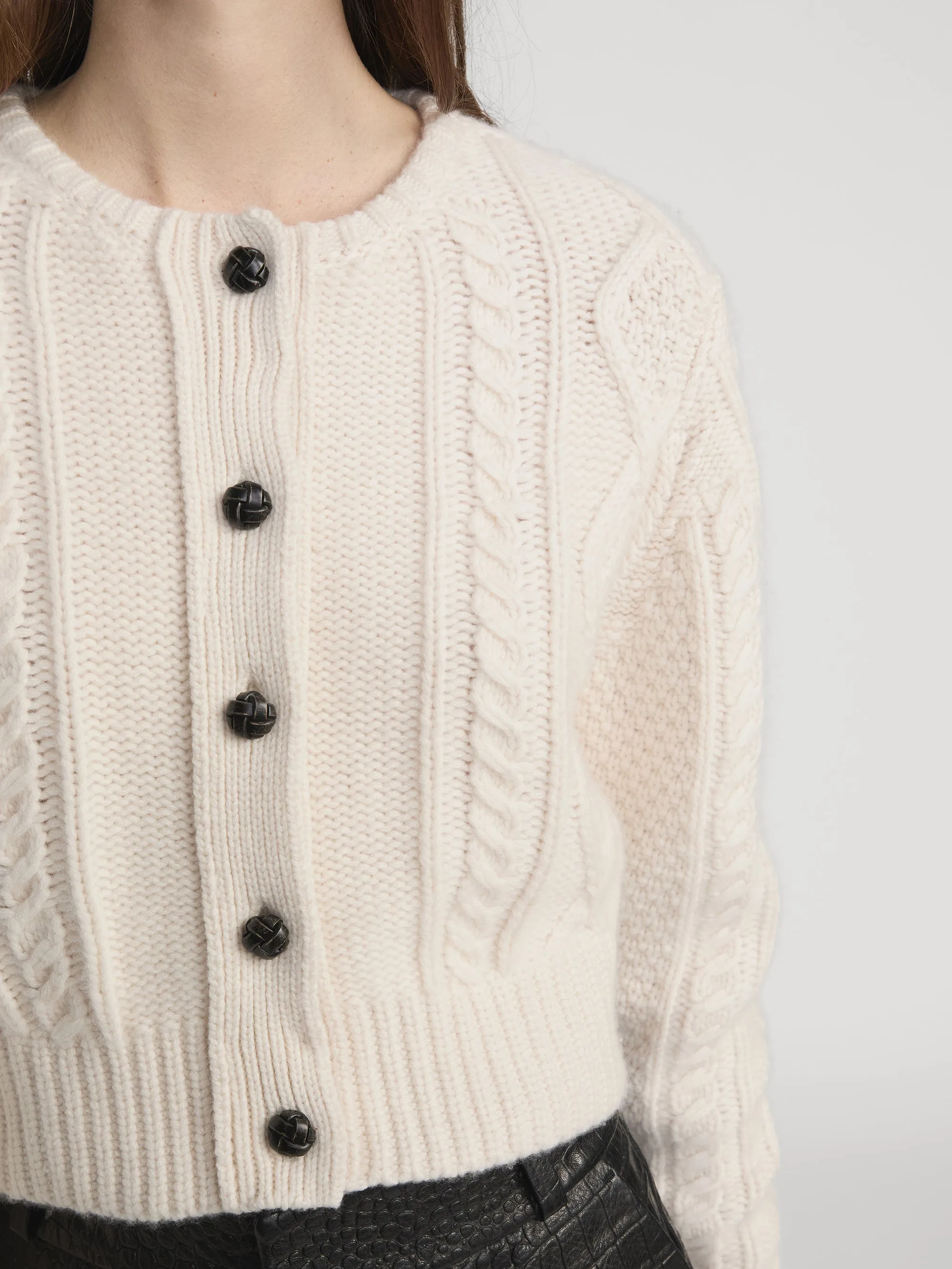 The Cable Knit Cardi -- Cream sold by Frame Denim product image thumbnail 4