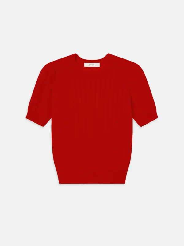 The Ladder Pointelle Sweater -- Bright Raspberry sold by Frame Denim