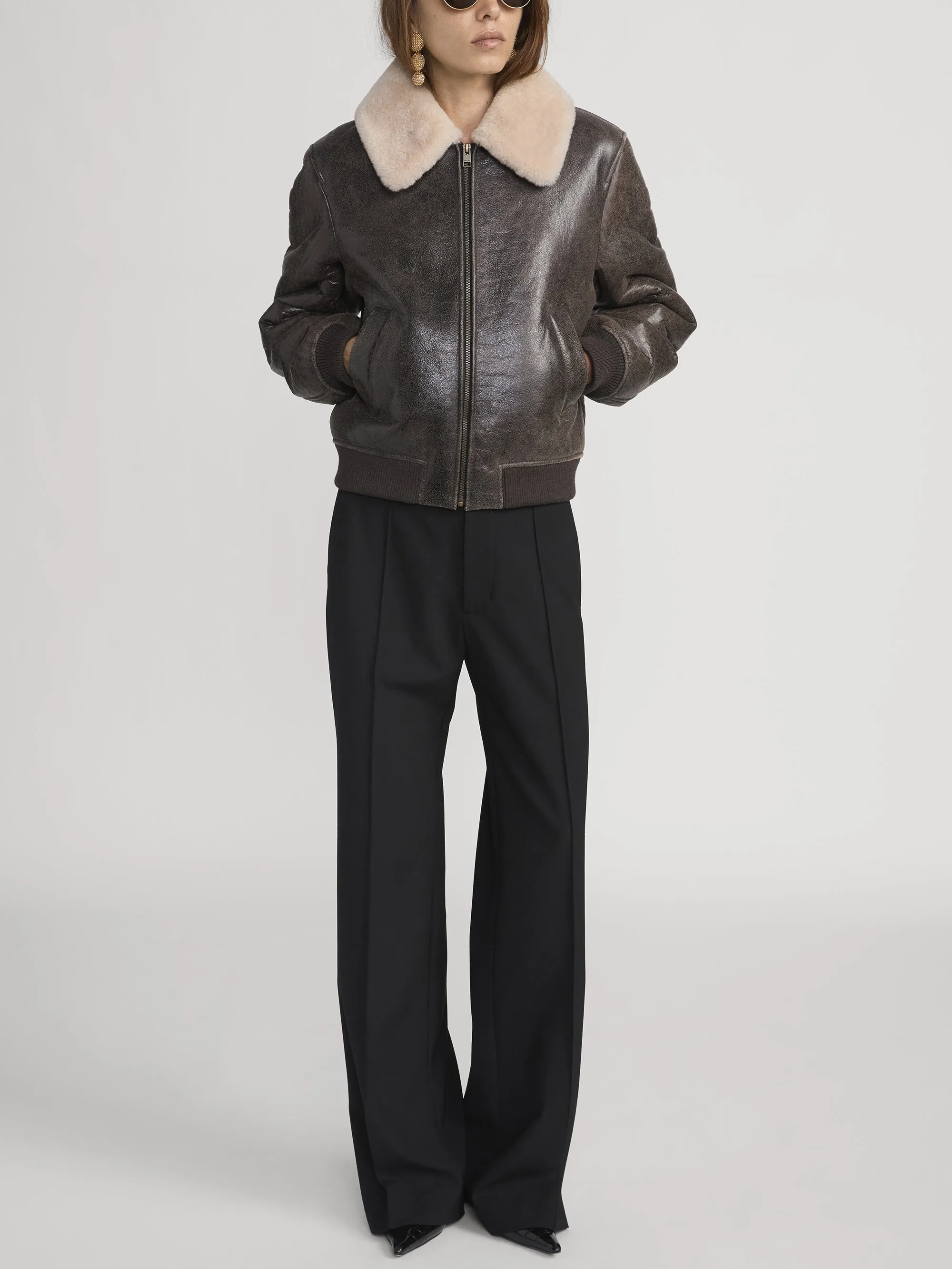 The Shrunken Shearling Bomber -- Cardamom sold by Frame Denim product image thumbnail 2