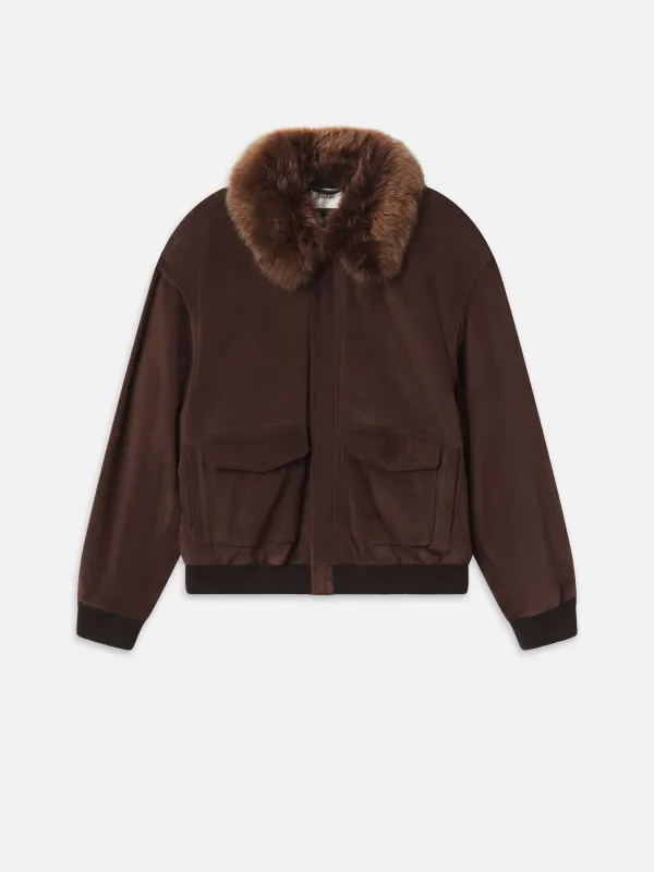 The Suede Oversized Jacket -- Americano sold by Frame Denim