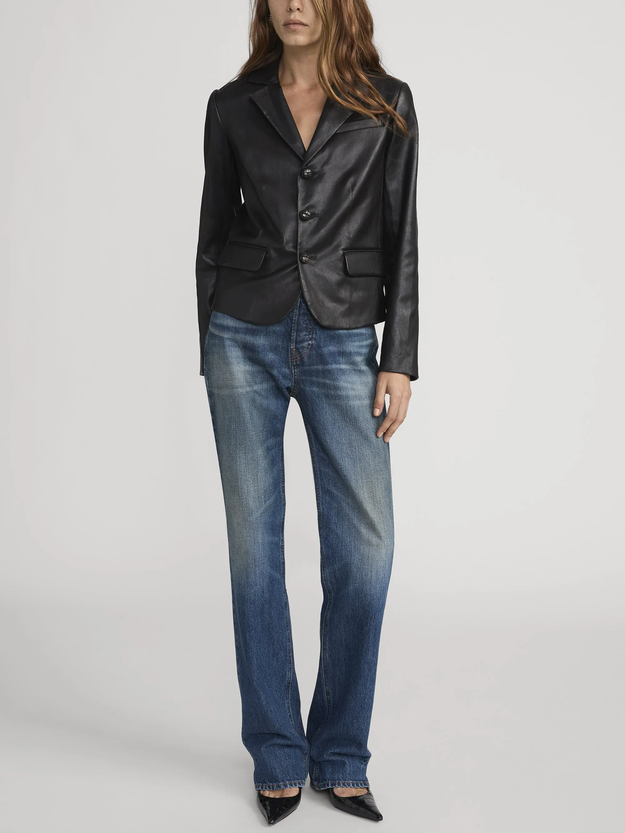 The Leather Smart Blazer -- Black sold by Frame Denim product image thumbnail 2