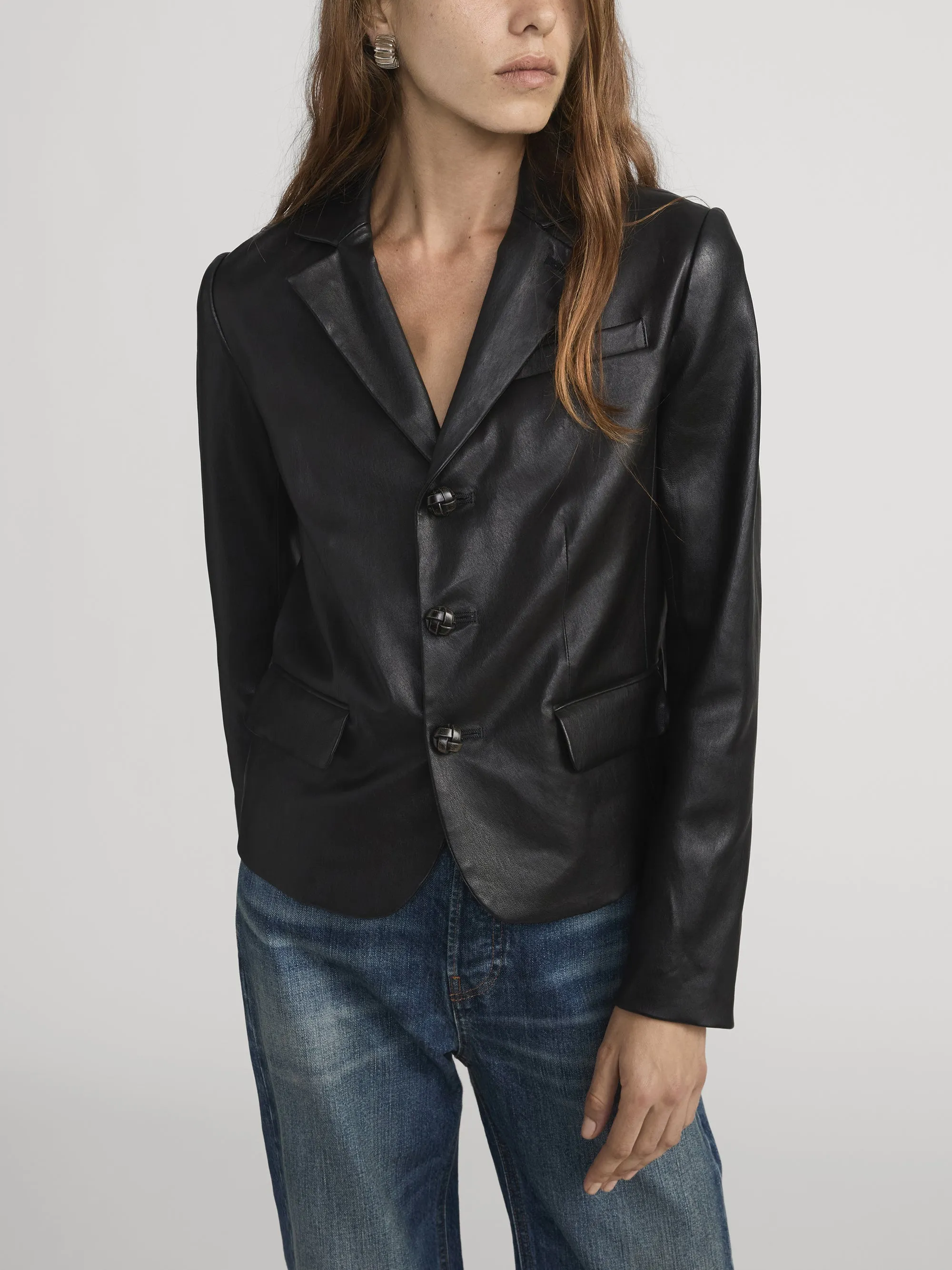 The Leather Smart Blazer -- Black sold by Frame Denim product image thumbnail 3