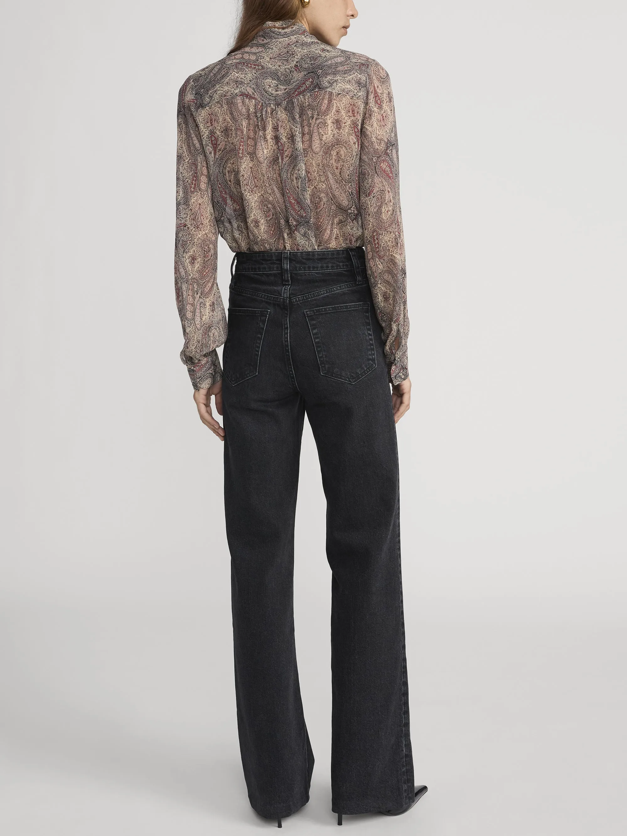 The Paisley Silk Tie Blouse -- Ecru Multi sold by Frame Denim product image thumbnail 5