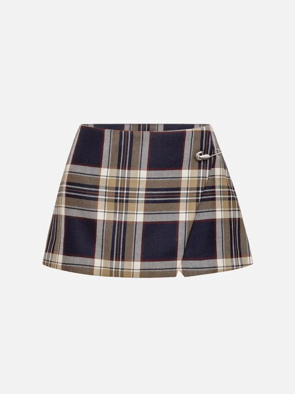 The Checkmate Skirt -- Navy Multi sold by Frame Denim