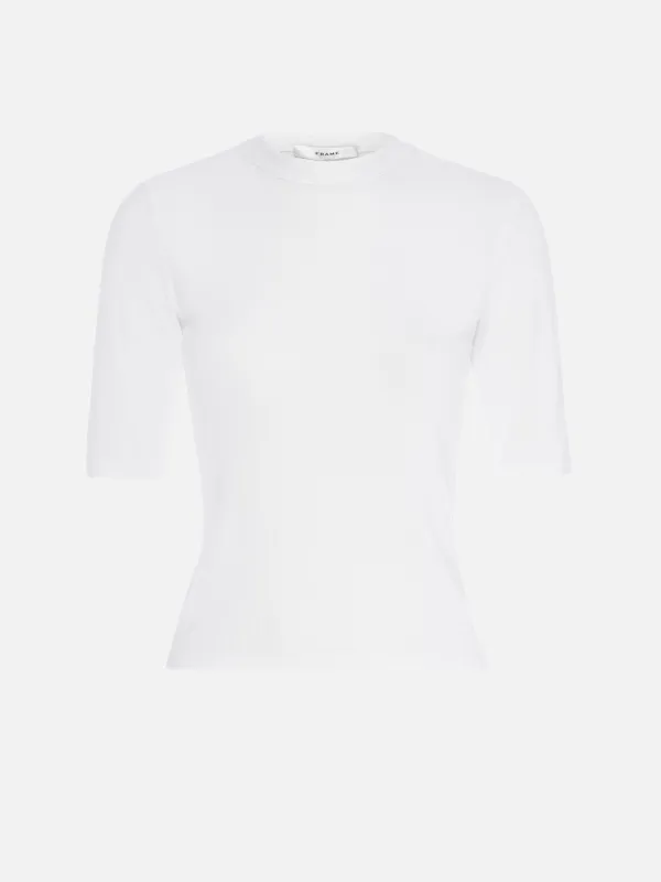 The Rib Crew Tee -- White sold by Frame Denim