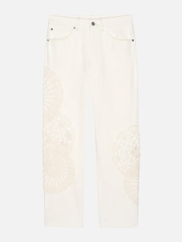 The Crochet Vertical Crop -- Au Natural Clean sold by Frame Denim