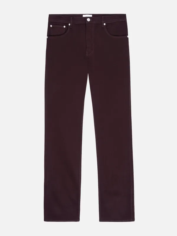 Modern Straight Stretch Twill -- Dark Burgundy sold by Frame Denim