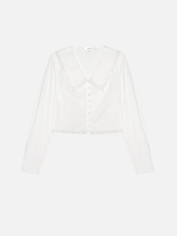 The Charm Blouse -- White sold by Frame Denim