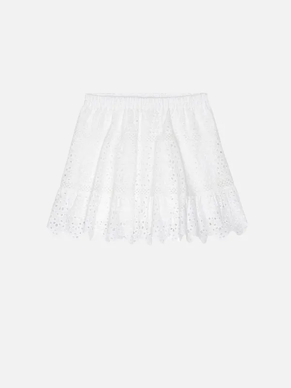 The Deco Eyelet Skirt -- White sold by Frame Denim