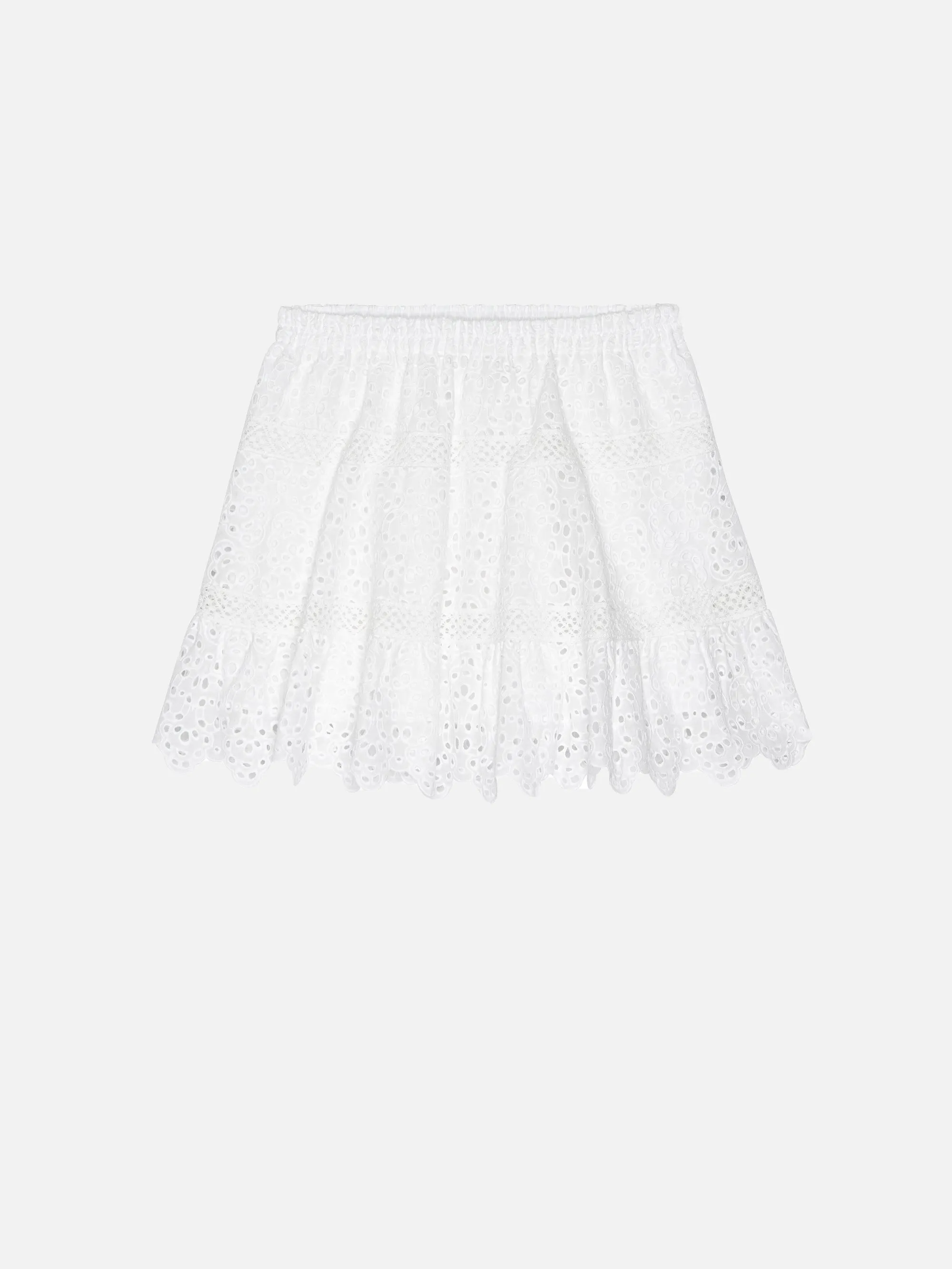The Deco Eyelet Skirt -- White sold by Frame Denim
