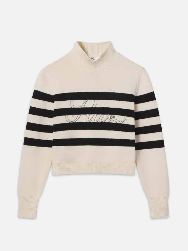 Ritz Striped Cashmere Turtleneck Sweater -- Cream Multi made by Frame Denim