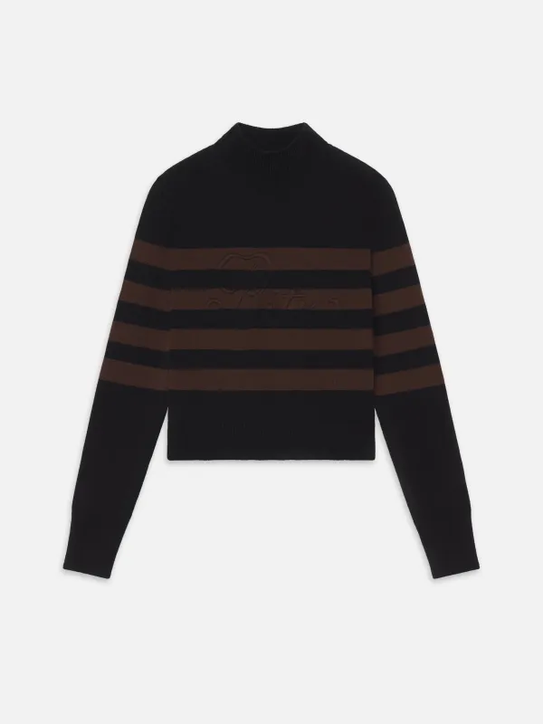 Ritz Striped Cashmere Turtleneck Sweater -- Black Multi made by Frame Denim