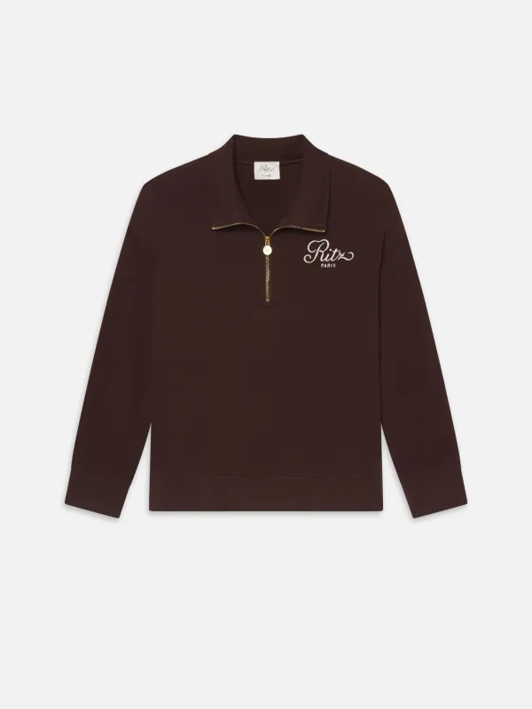 Ritz Half Zip Polo -- Chocolate Brown sold by Frame Denim