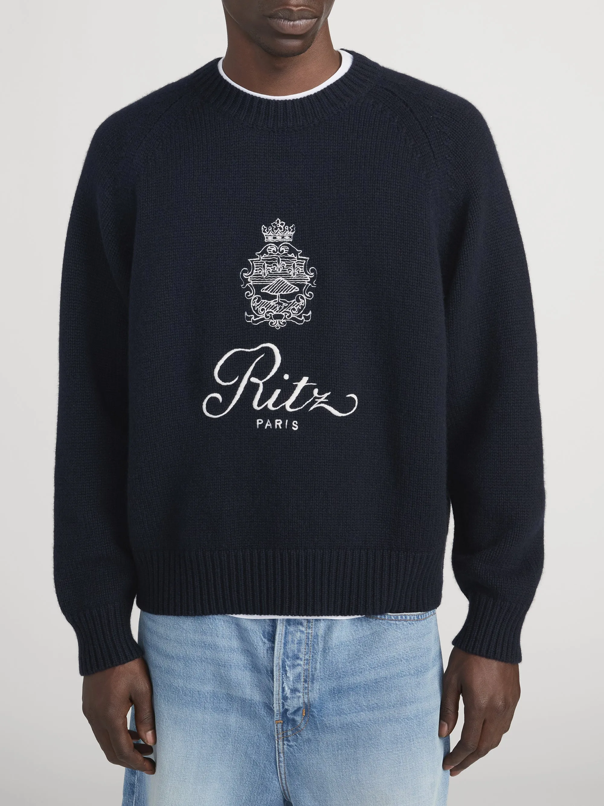Ritz Unisex Cashmere Sweater -- Navy sold by Frame Denim product image thumbnail 3