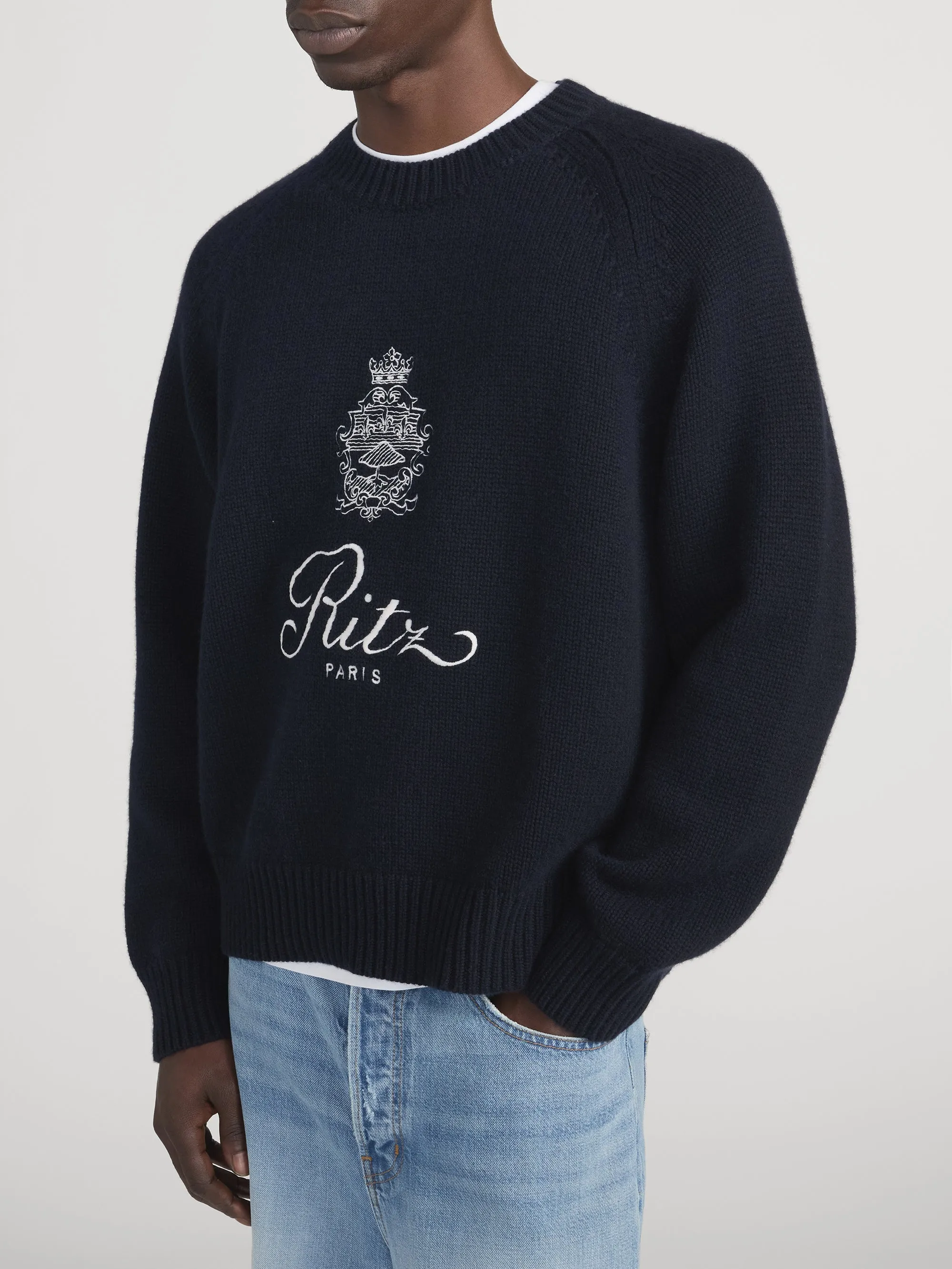 Ritz Unisex Cashmere Sweater -- Navy sold by Frame Denim product image thumbnail 5