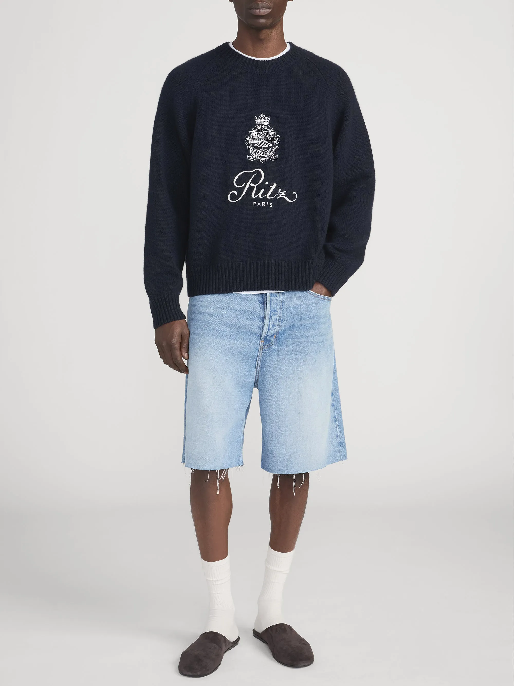 Ritz Unisex Cashmere Sweater -- Navy sold by Frame Denim product image thumbnail 2