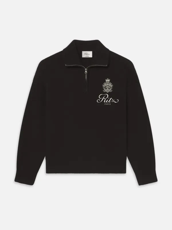 Ritz Men's Cashmere Half Zip -- Black made by Frame Denim