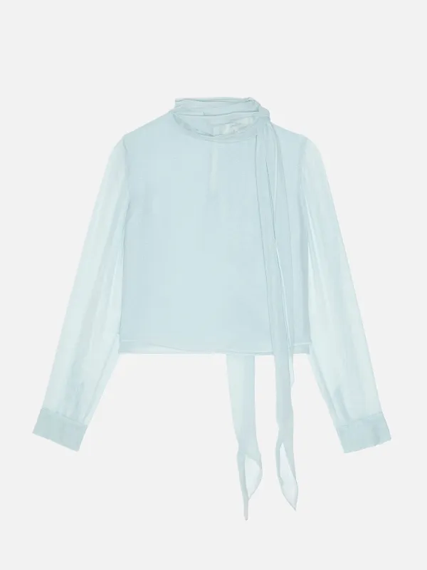 The Wisp Tie Blouse -- Sky Blue sold by Frame Denim