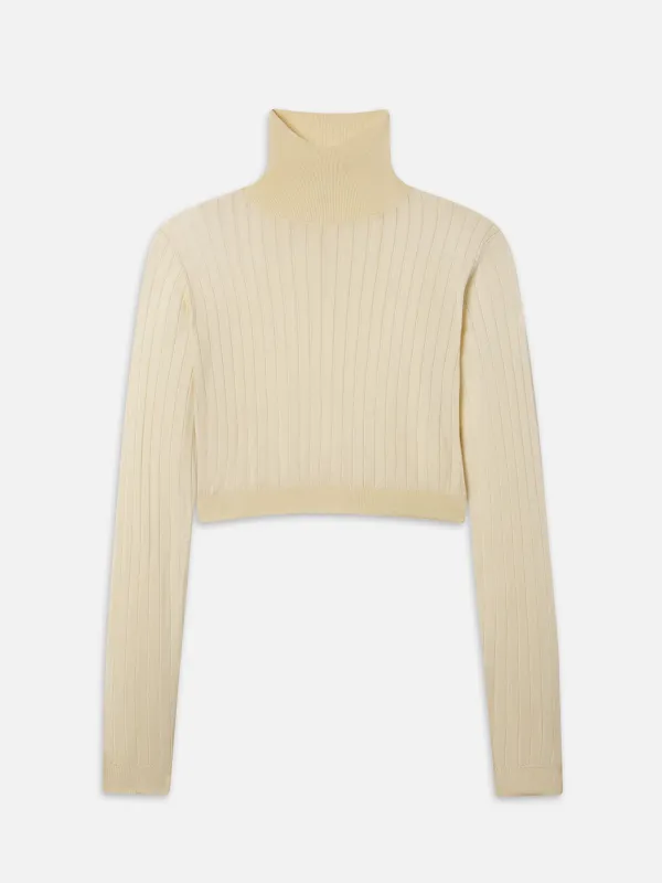 The Crop Fitted Turtleneck -- Butter sold by Frame Denim