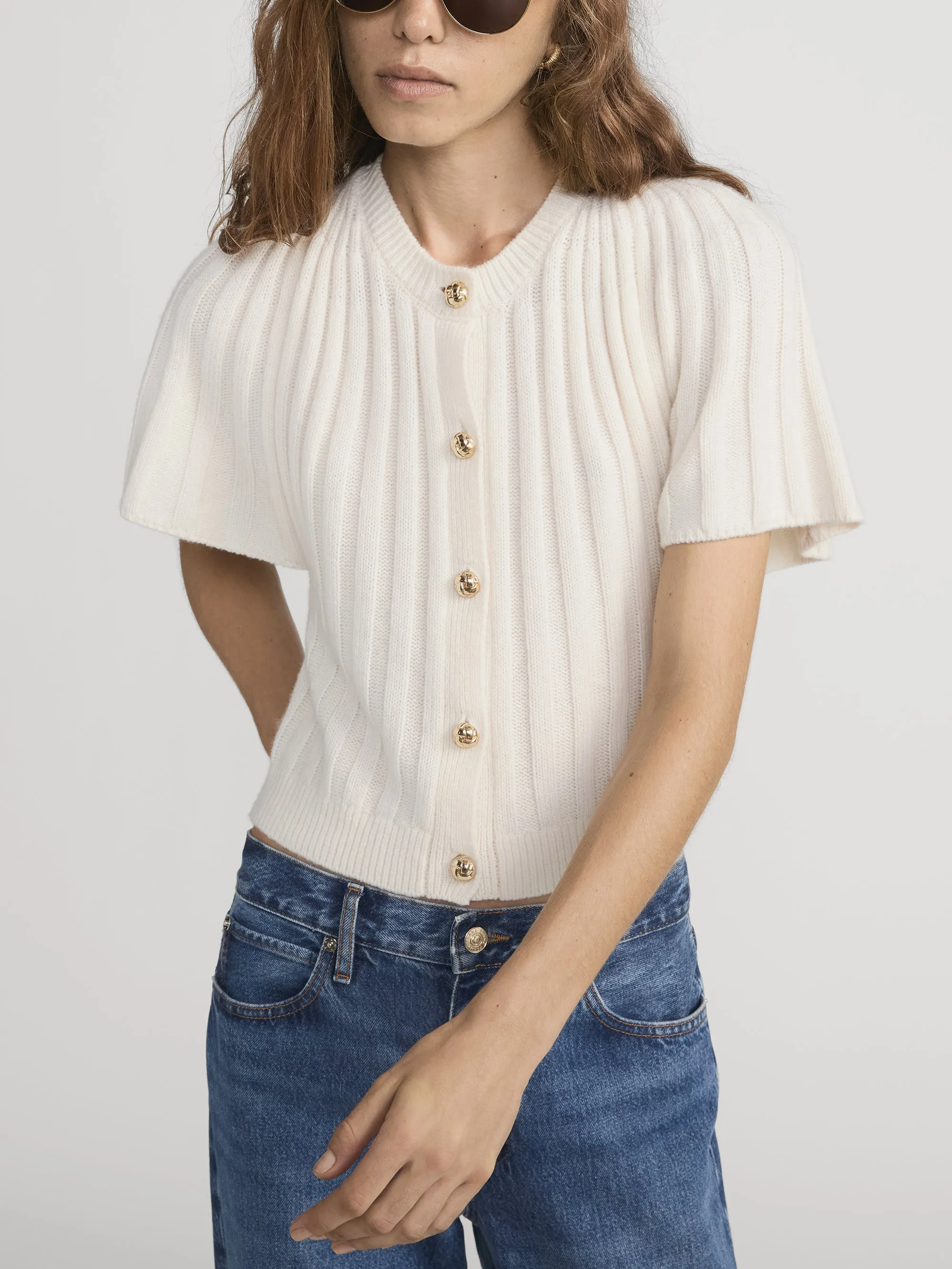 The Flutter Cardi -- Cream sold by Frame Denim product image thumbnail 3