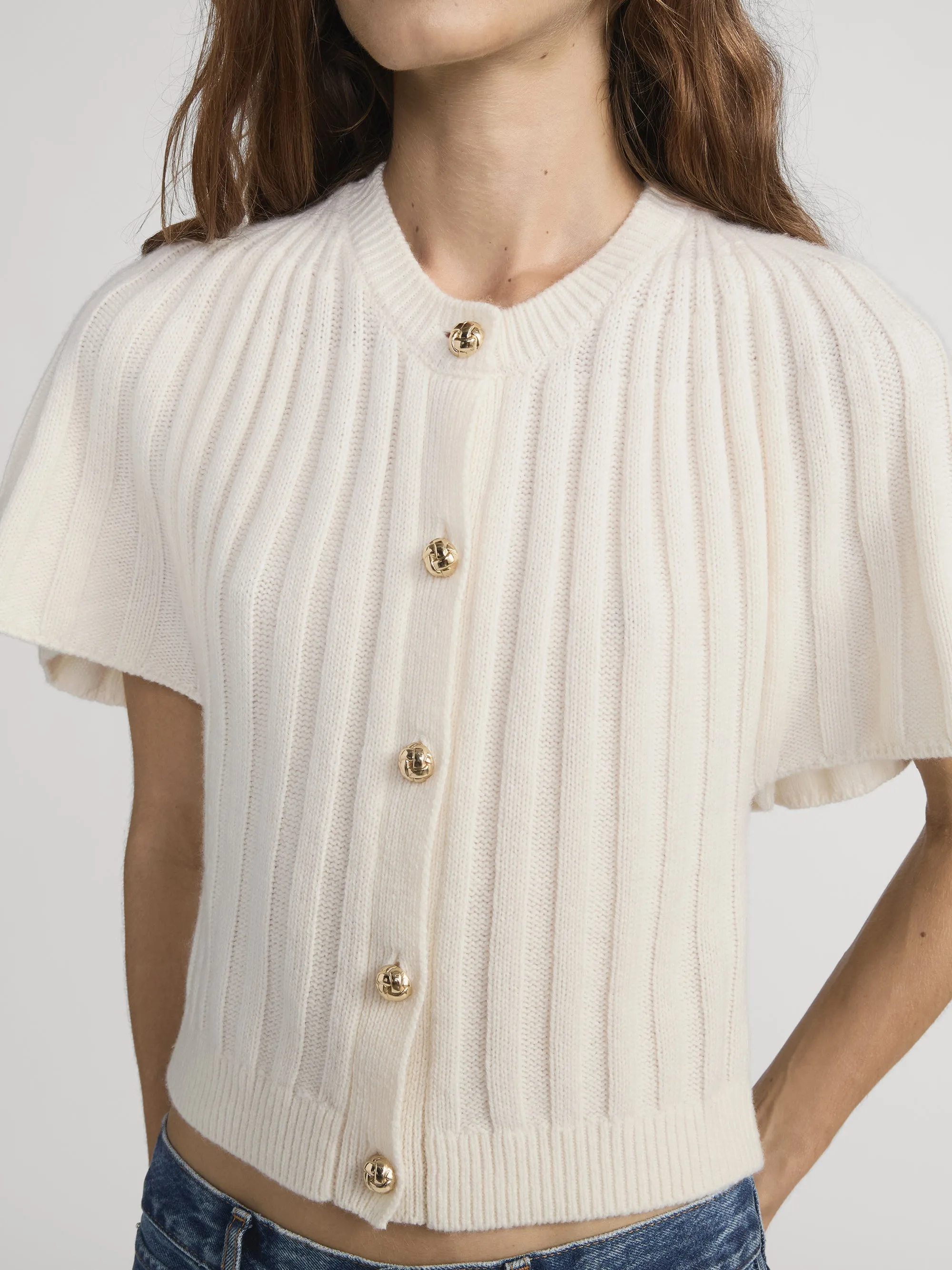 The Flutter Cardi -- Cream sold by Frame Denim product image thumbnail 4