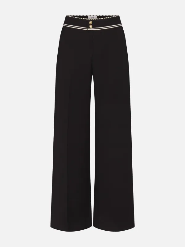 The Prim Slim Palazzo Trouser -- Black sold by Frame Denim