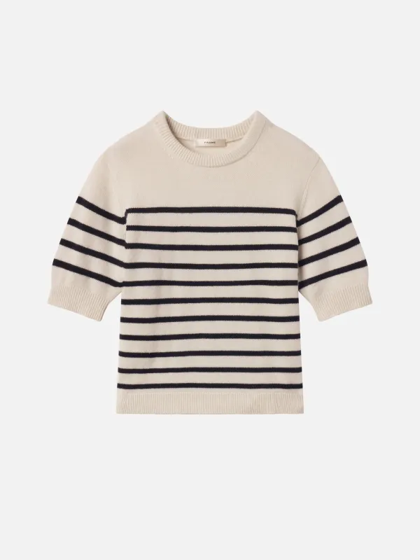 The Cashmere Easy Crew -- Navy Multi sold by Frame Denim