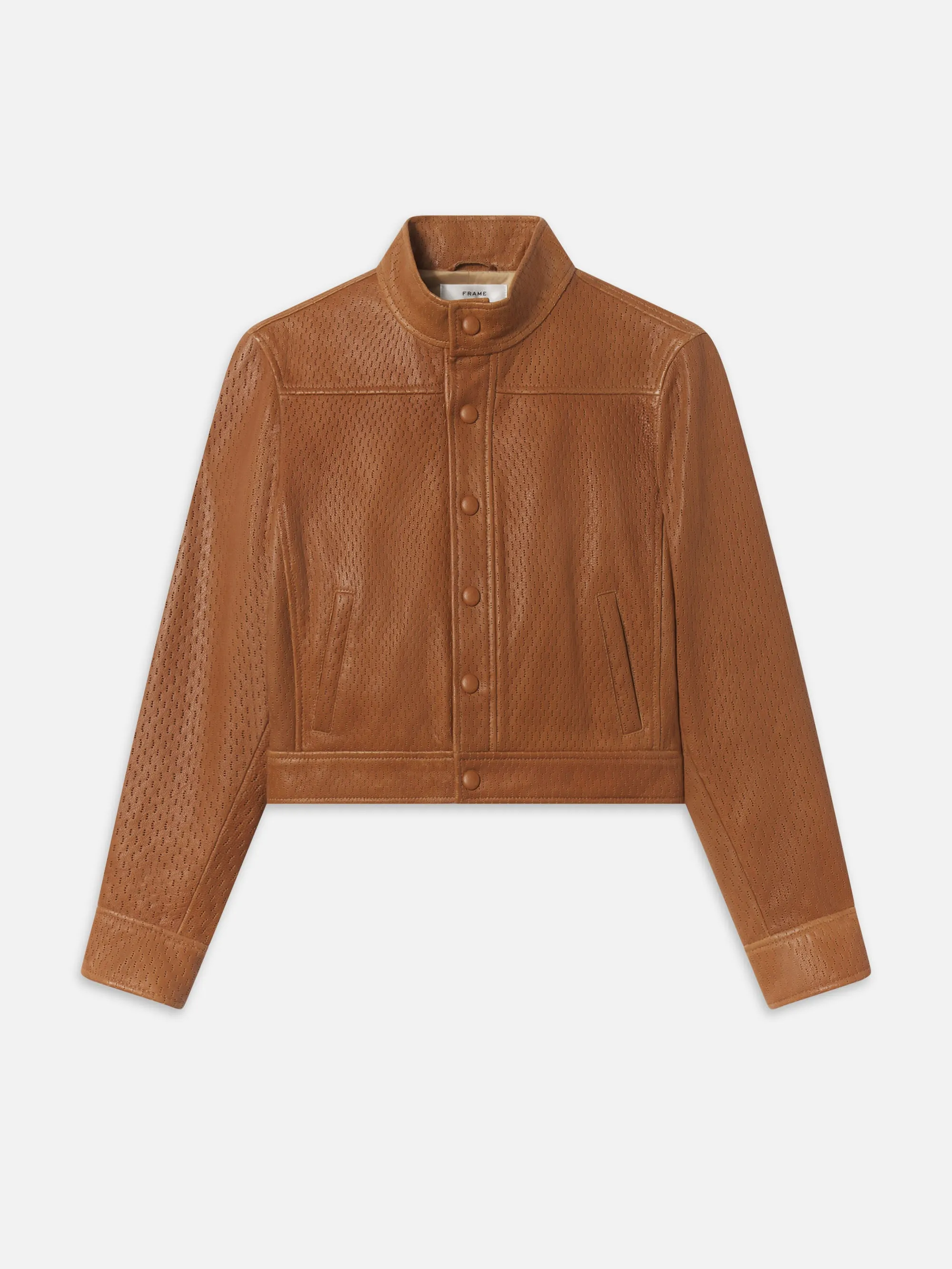 The Leather Trucker Jacket -- Ochre sold by Frame Denim