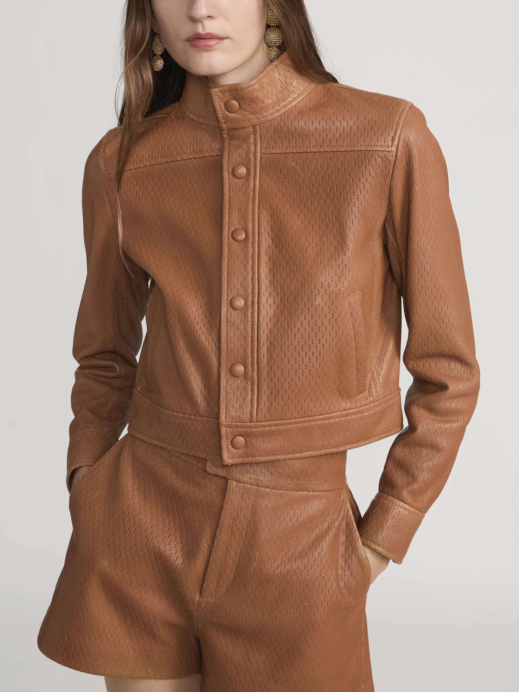 The Leather Trucker Jacket -- Ochre sold by Frame Denim product image thumbnail 3