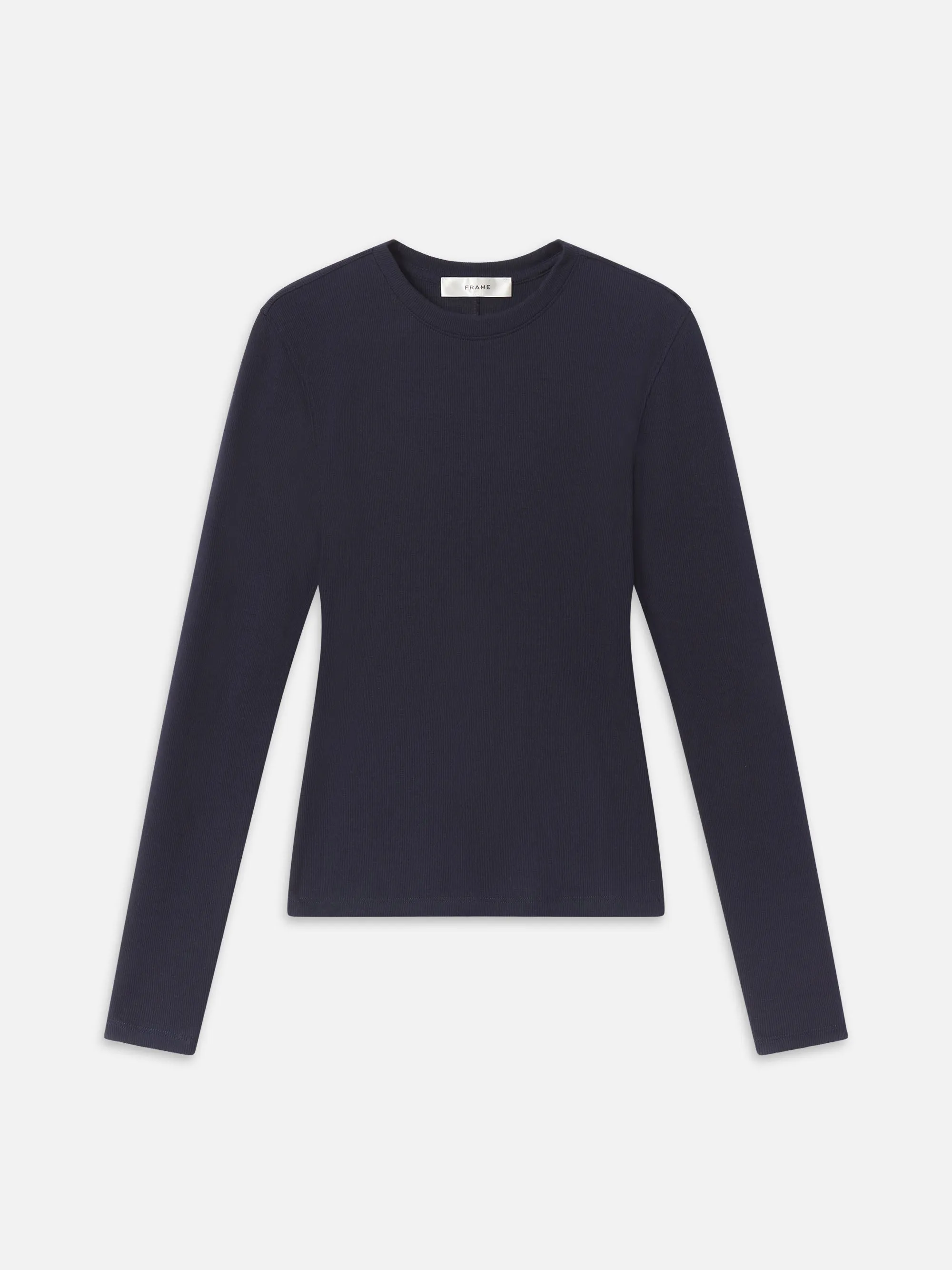 The Long Sleeve Rib Crew -- Navy sold by Frame Denim