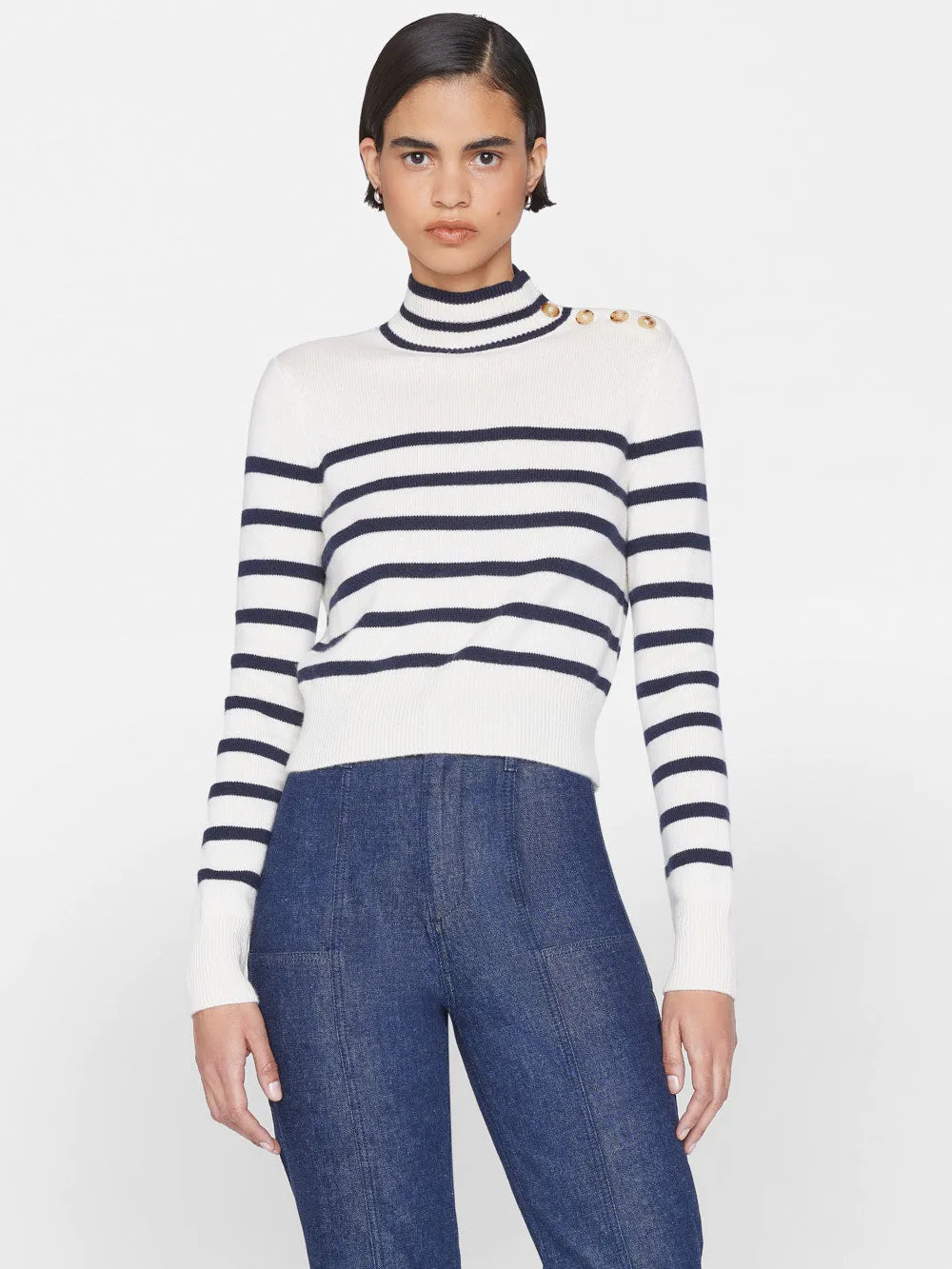 Mariner Cashmere Turtleneck -- Off White Multi sold by Frame Denim product image thumbnail 3