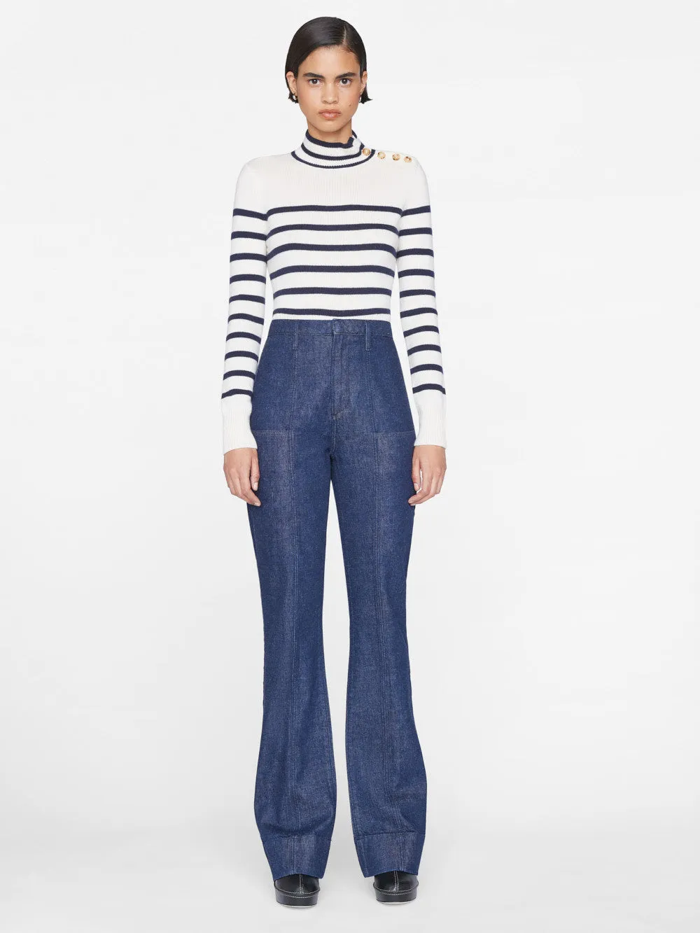 Mariner Cashmere Turtleneck -- Off White Multi sold by Frame Denim product image thumbnail 4