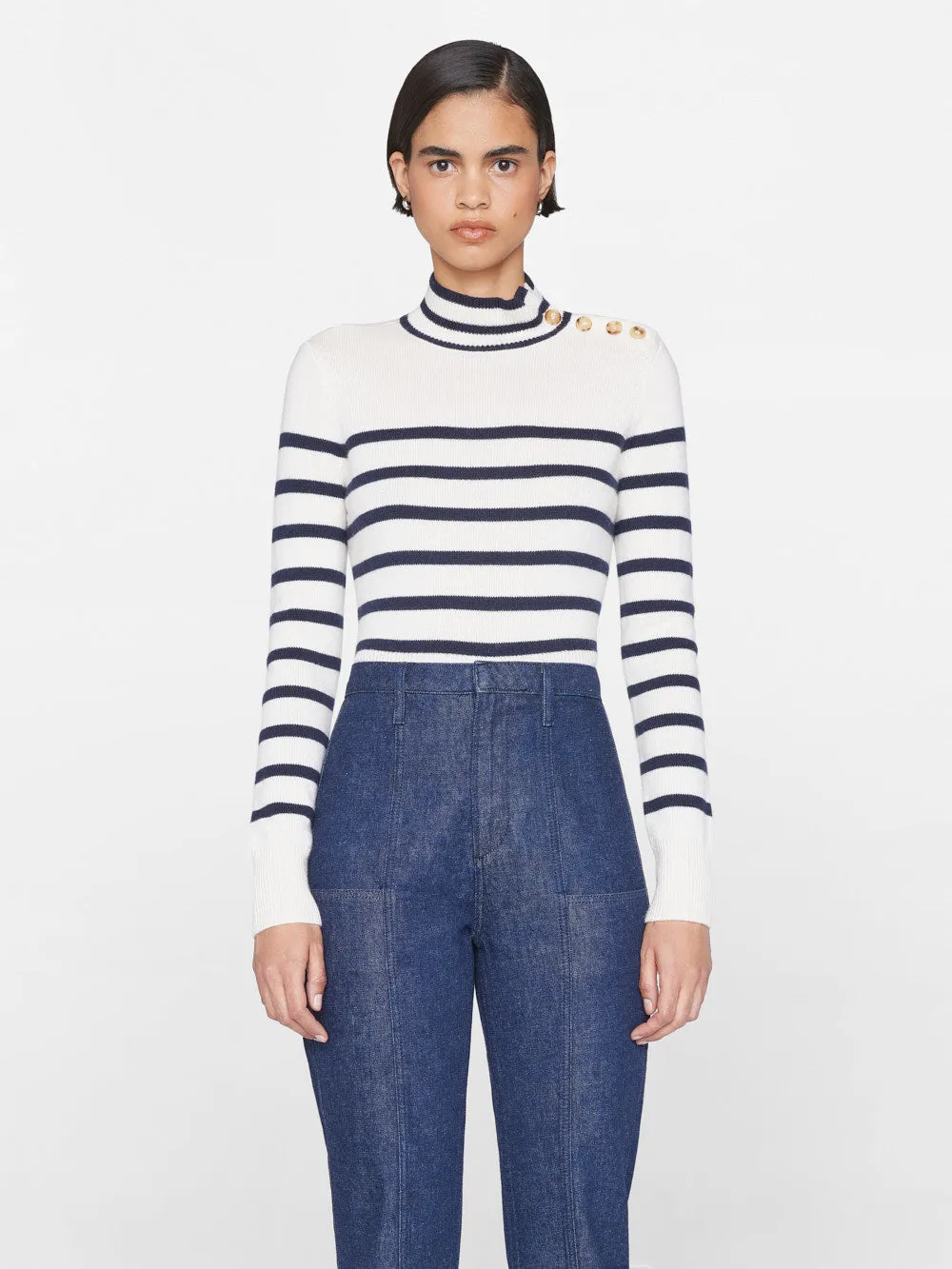 Mariner Cashmere Turtleneck -- Off White Multi sold by Frame Denim product image thumbnail 2