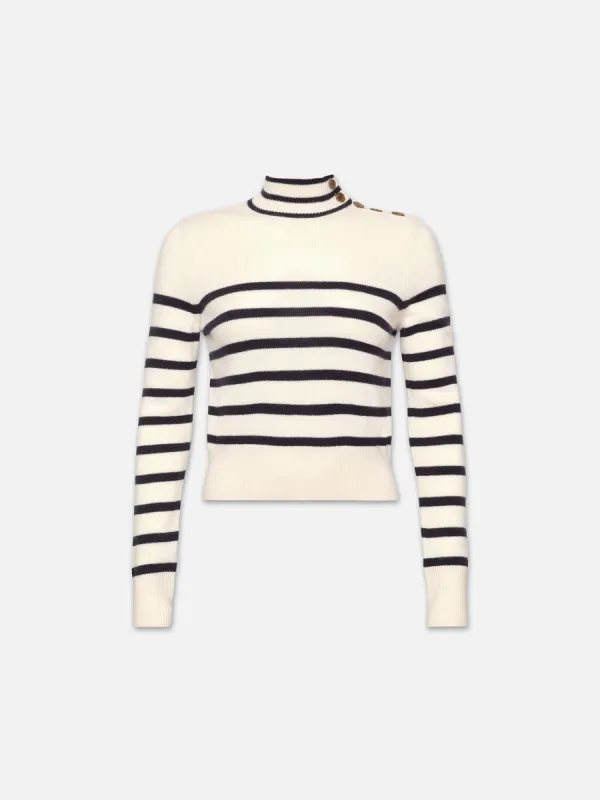 Mariner Cashmere Turtleneck -- Off White Multi made by Frame Denim