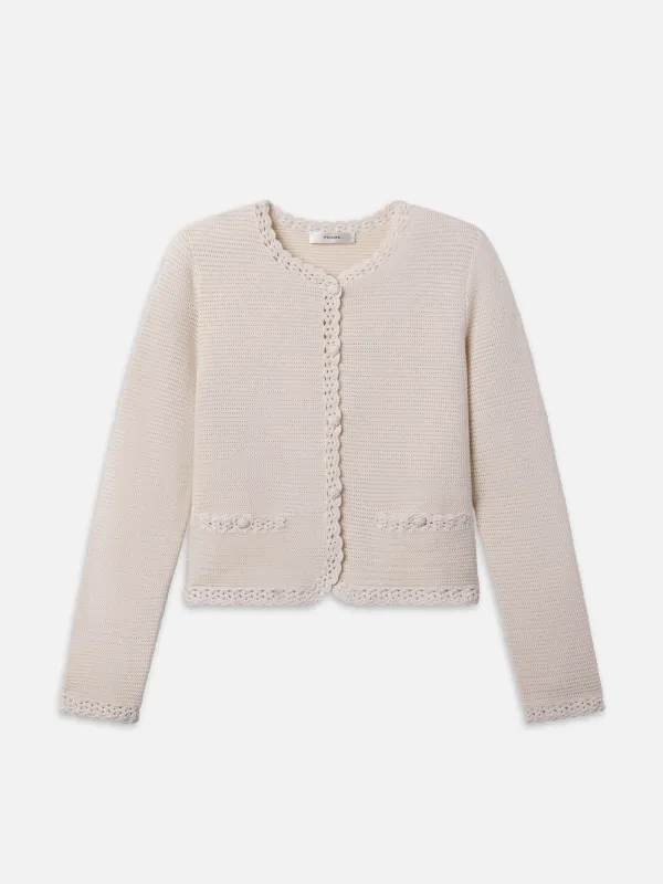 The Crochet Trim Jacket -- Cream made by Frame Denim