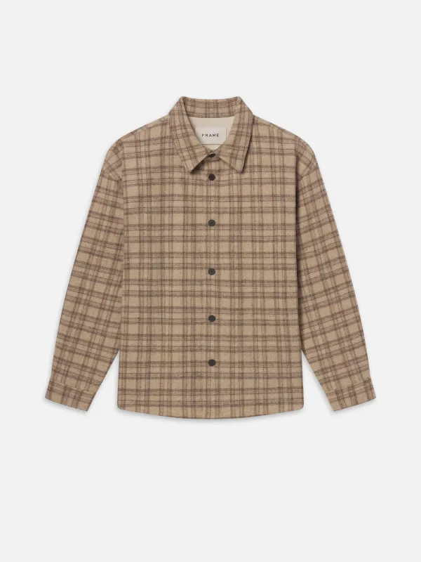 Woolen Plaid Overshirt -- Beige Multi sold by Frame Denim