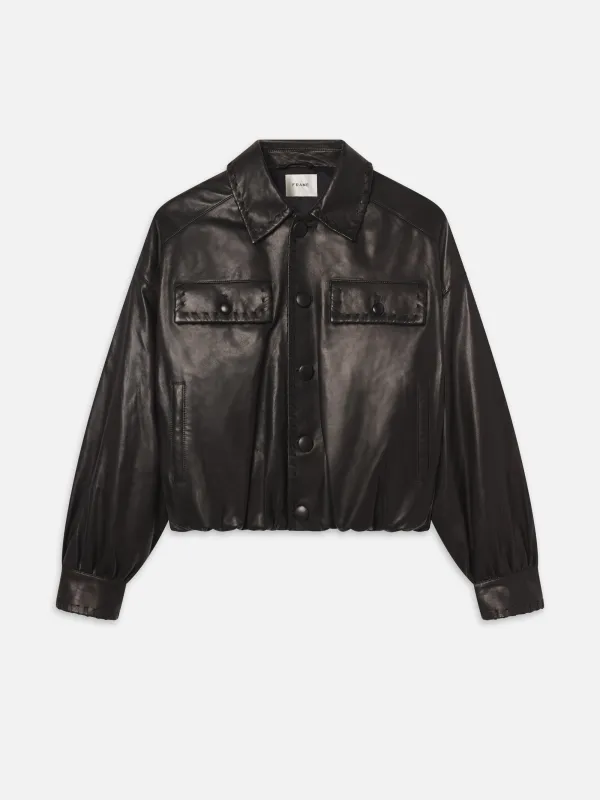 The Leather Bubble Jacket sold by Frame Denim