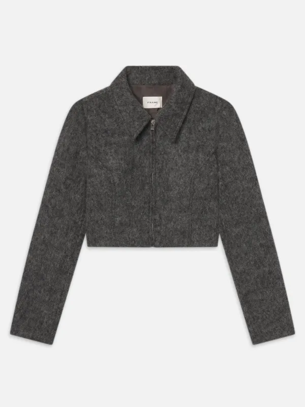 The Wool Cropped Jacket -- Dark Heather Grey sold by Frame Denim