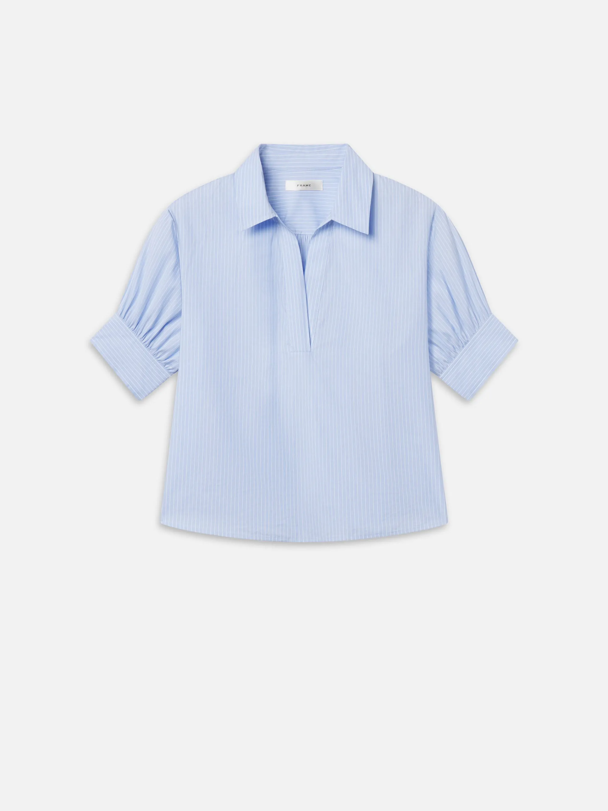 The V-neck Popover Top -- Venice Blue Multi sold by Frame Denim