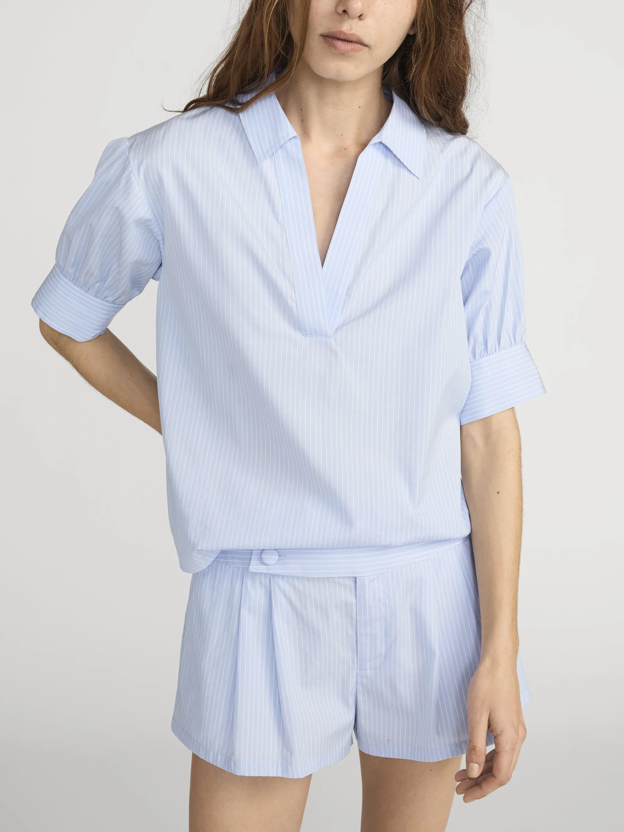 The V-neck Popover Top -- Venice Blue Multi sold by Frame Denim product image thumbnail 3