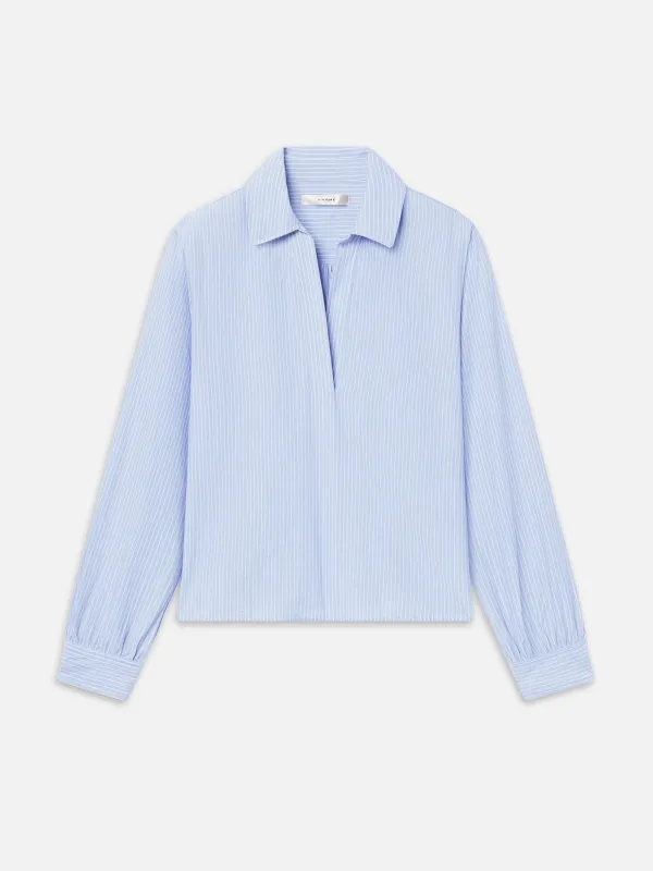 The Striped Popover Top -- Venice Blue Multi made by Frame Denim