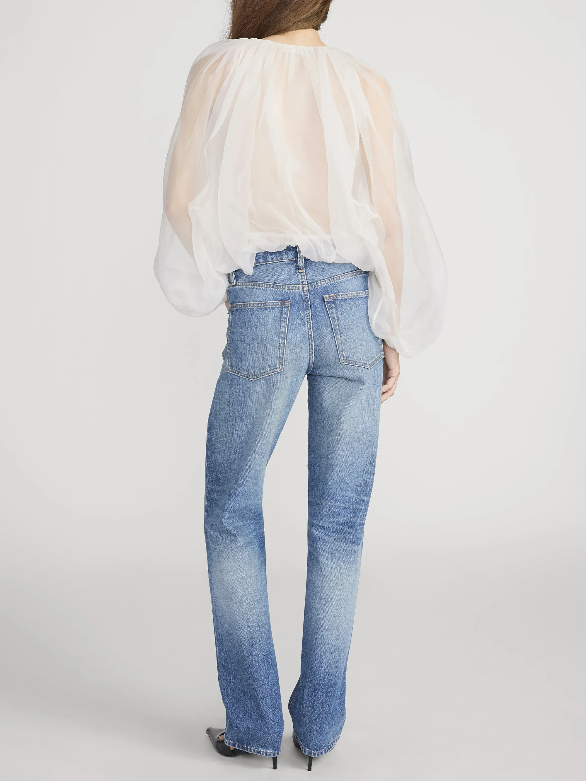 The Sheer Balloon Blouse -- Cream sold by Frame Denim product image thumbnail 5