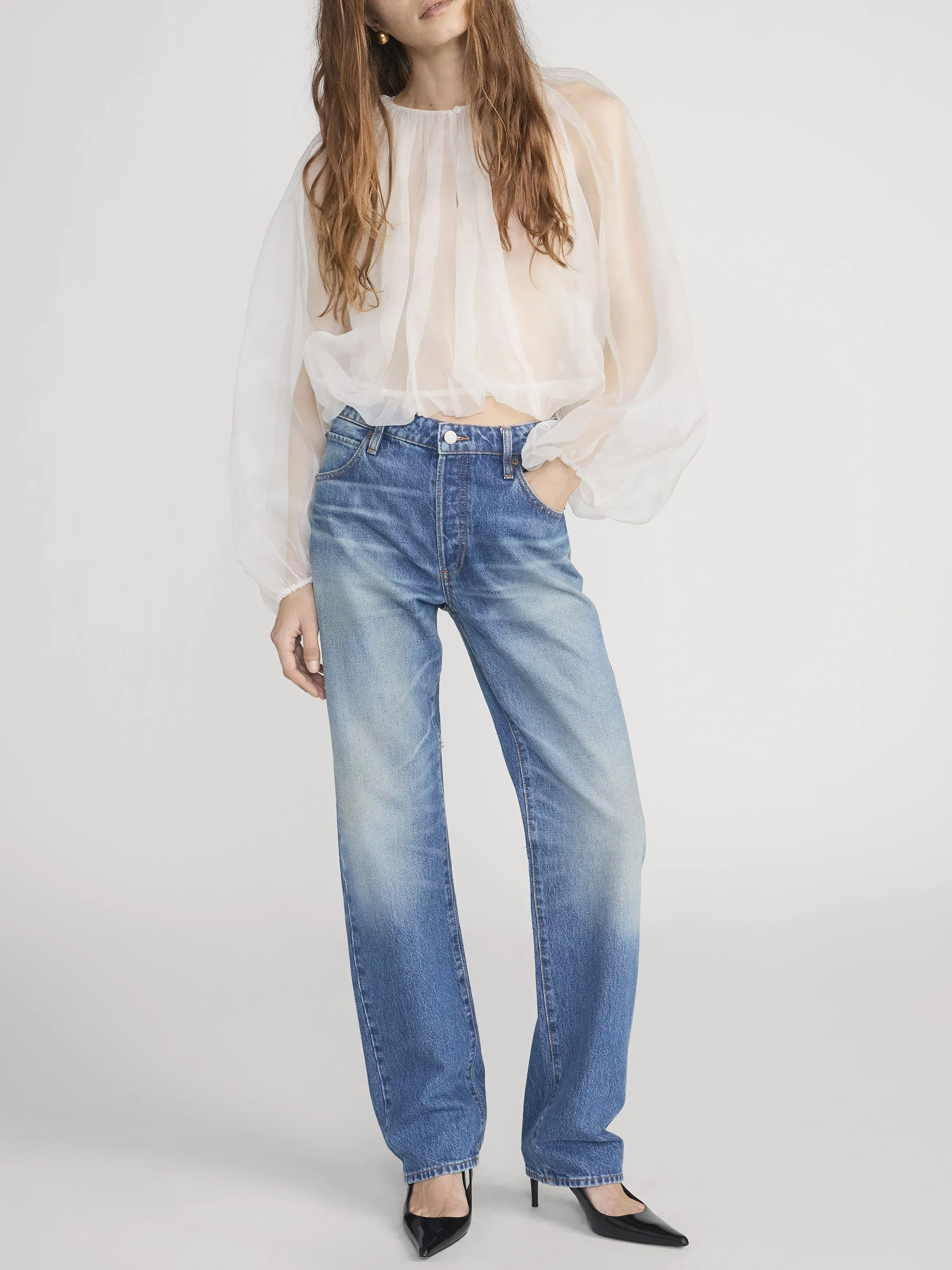 The Sheer Balloon Blouse -- Cream sold by Frame Denim product image thumbnail 2