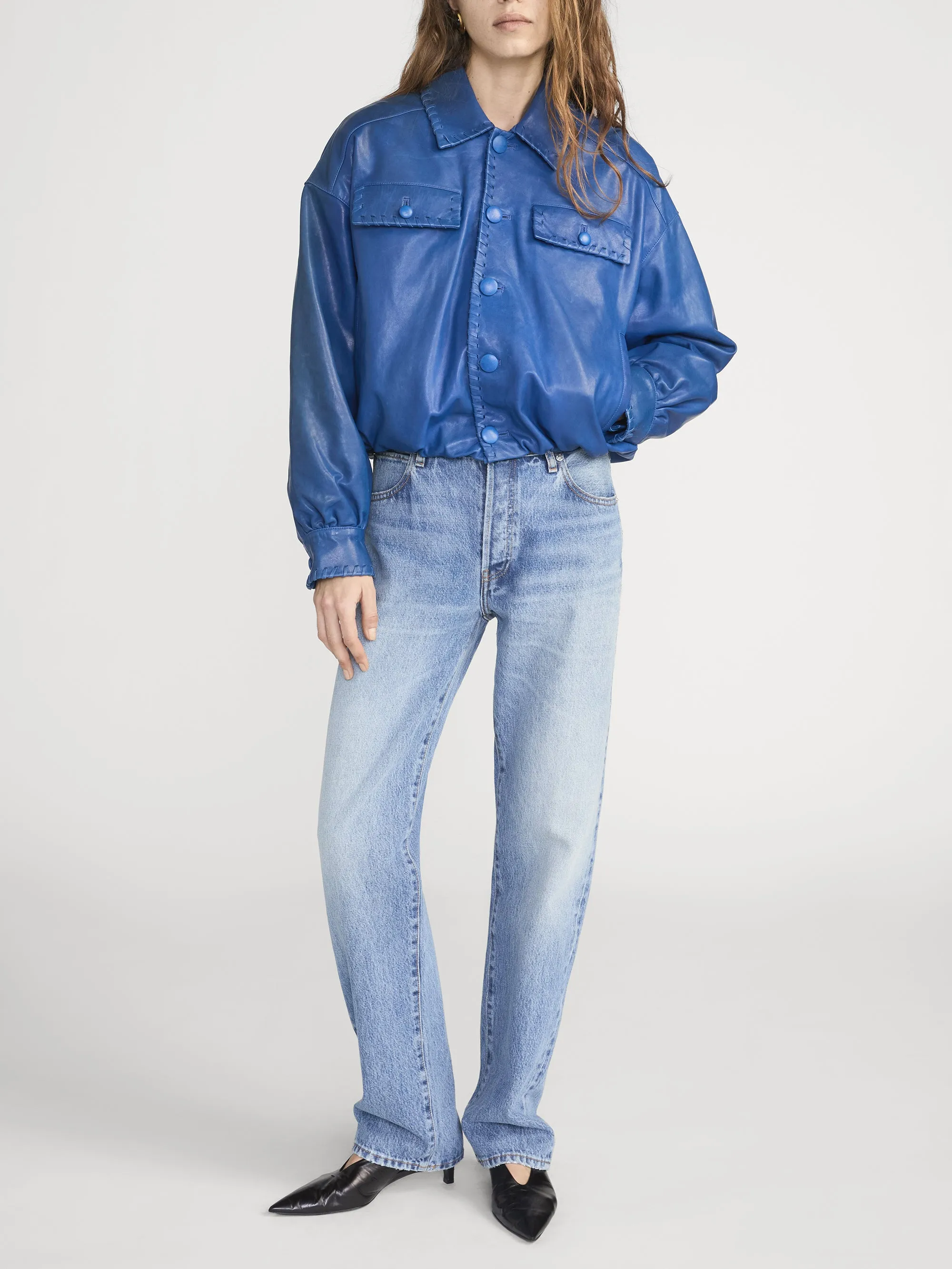The Leather Bubble Jacket -- Royal Blue sold by Frame Denim product image thumbnail 2