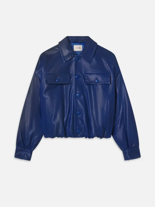 The Leather Bubble Jacket -- Royal Blue sold by Frame Denim