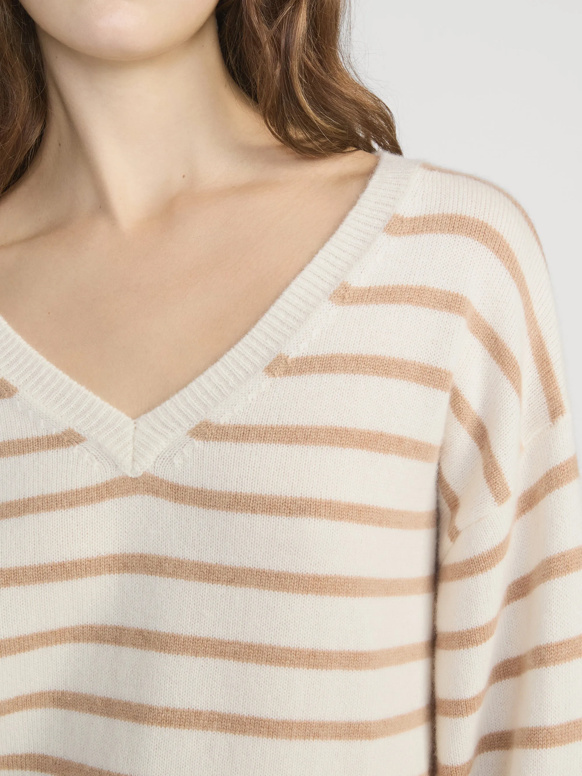 The Cashmere V Sweater -- Cream Multi sold by Frame Denim product image thumbnail 5