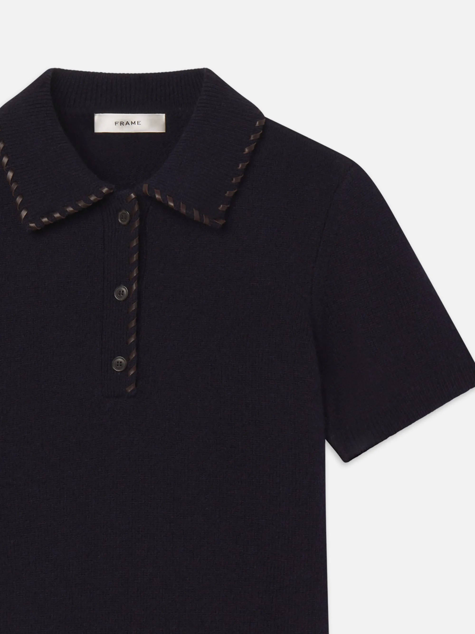 The Leather Stitch Polo -- Navy sold by Frame Denim product image thumbnail 2