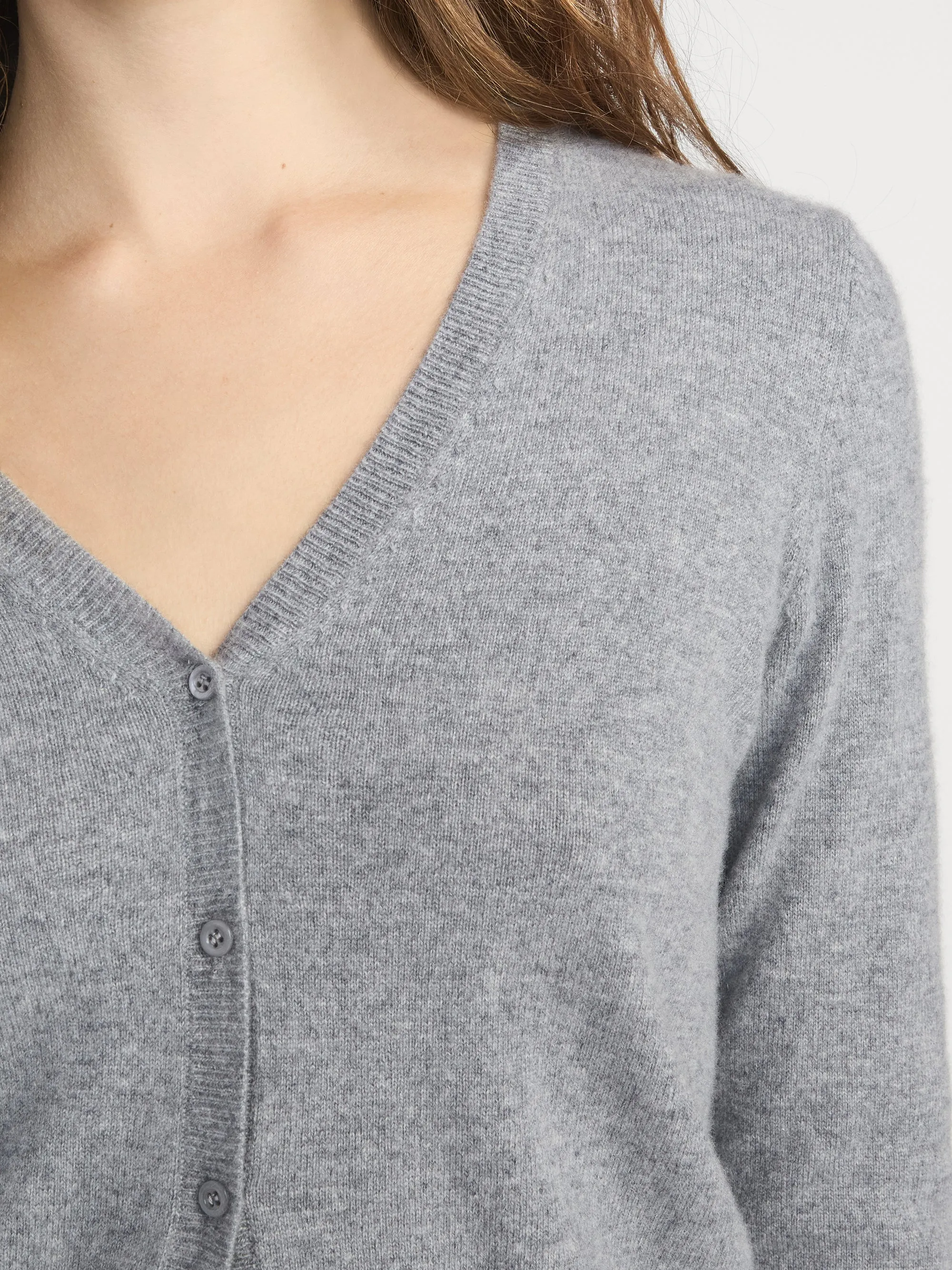 The Cashmere V Cardi -- Heather Grey sold by Frame Denim product image thumbnail 5